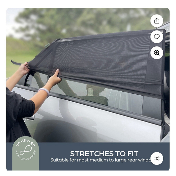 Fitover Car Window Sun Shades for Baby Stretchable Window Covers- 2 Pack, Black - Picture 6 of 7